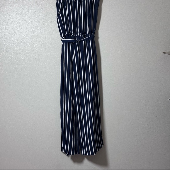 Papaya Women's Blue/white Stripe Jumper Crop Palazzo Strapless Belted Small - Picture 6 of 8